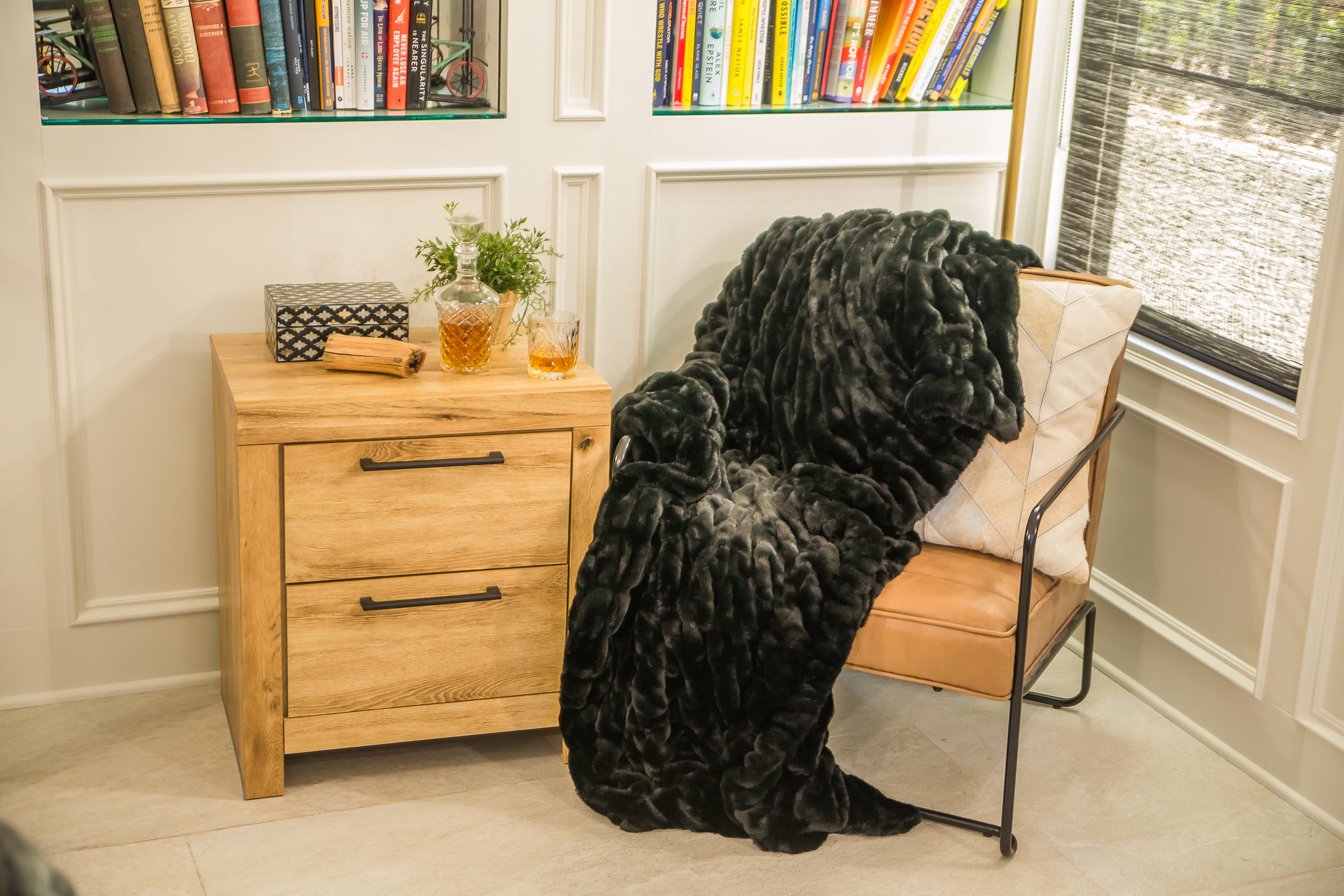 Black Luxury Faux Rabbit Fur Blanket