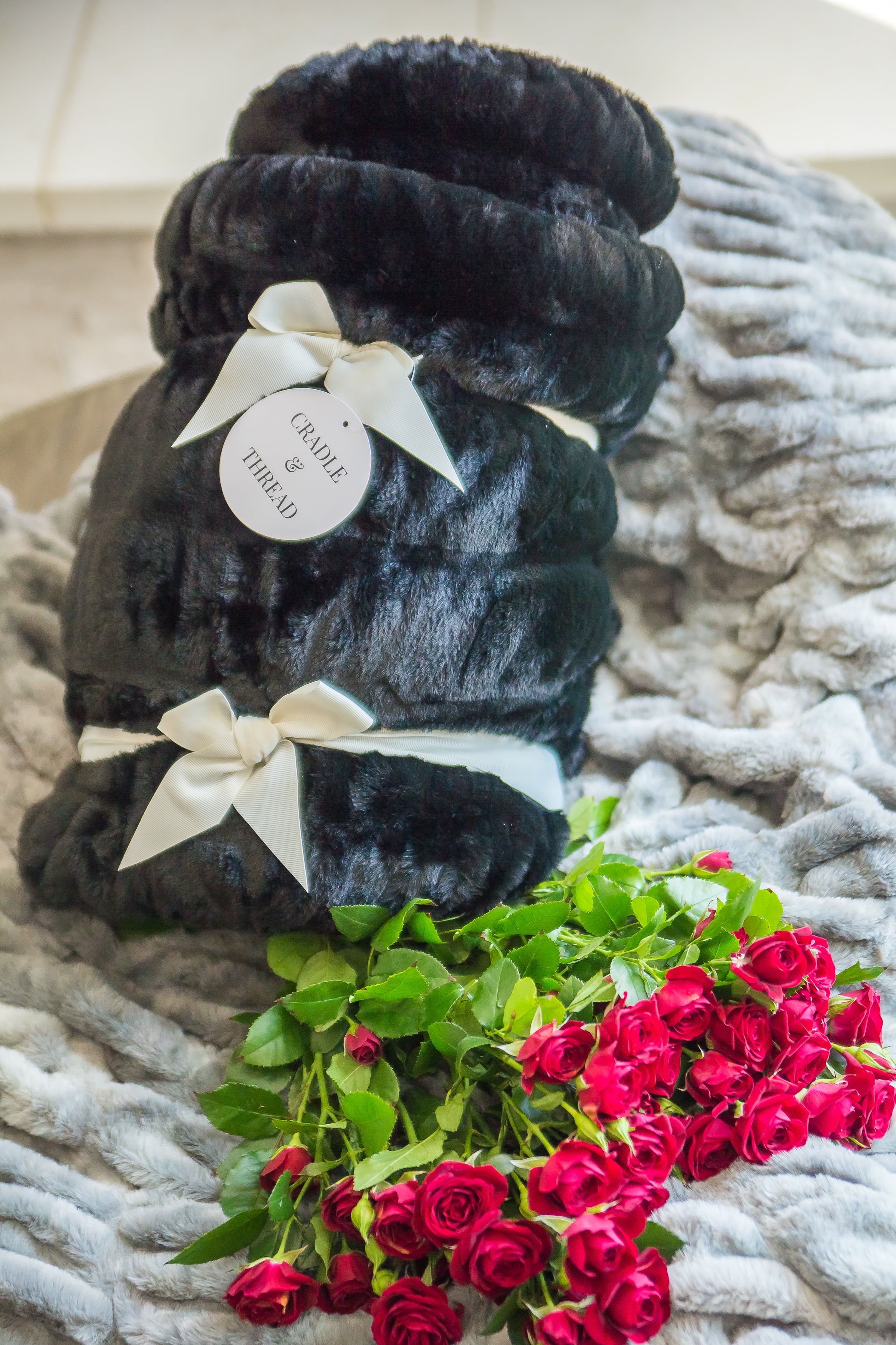 Black Luxury Faux Rabbit Fur Blanket
