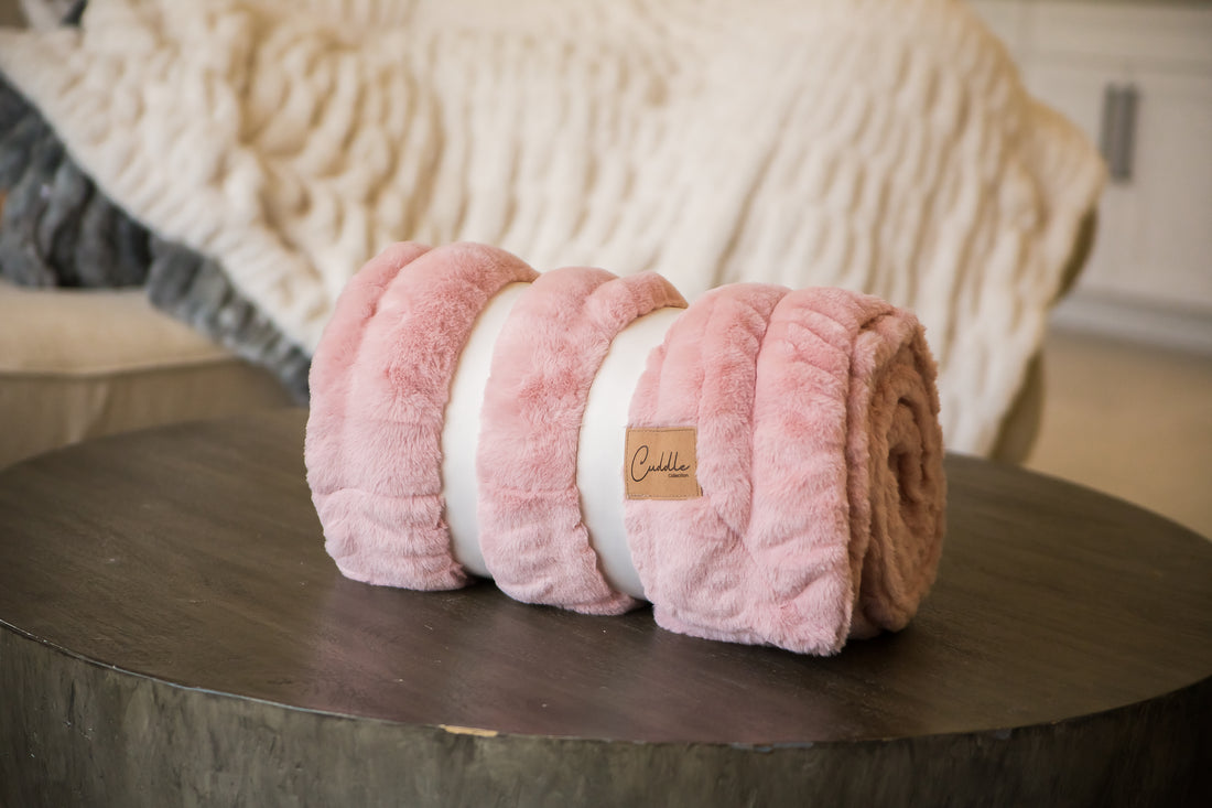 Rose Pink Tie Dyed Luxury Faux Rabbit Fur Blanket