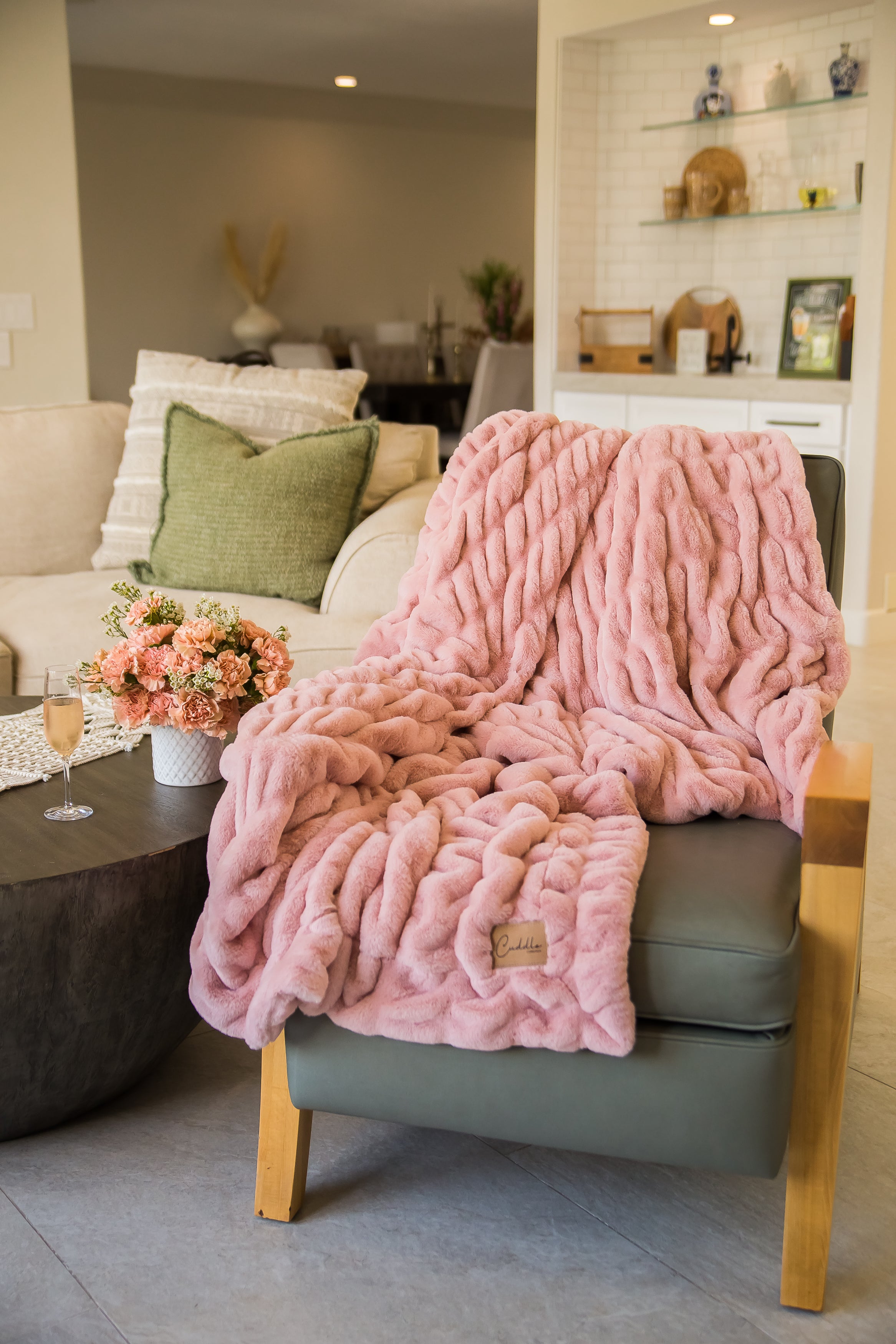 Rose Pink Tie Dyed Luxury Faux Rabbit Fur Blanket