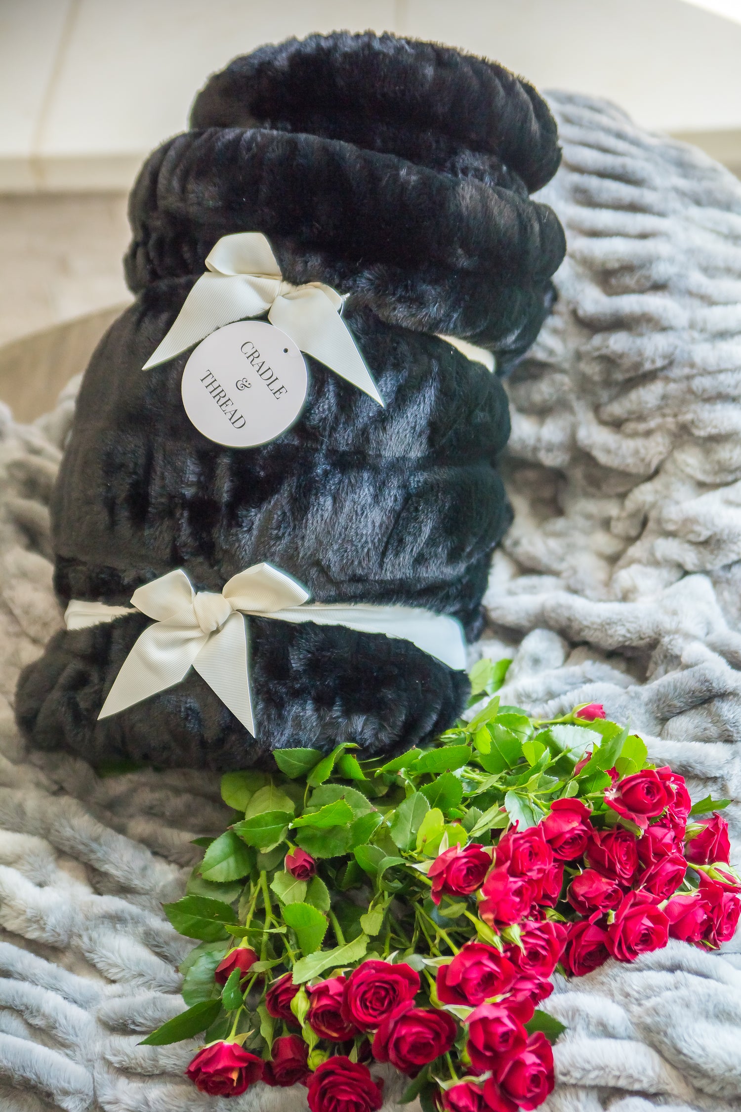 Black Luxury Faux Rabbit Fur Blanket